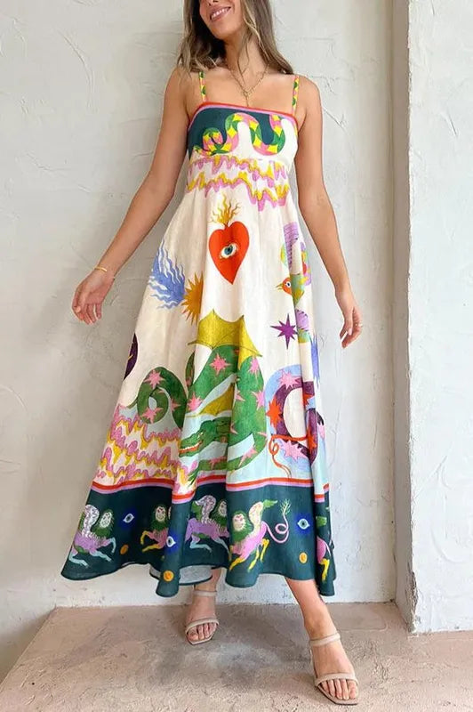 Smocked™ - Midi-jurk met unieke afdrukken