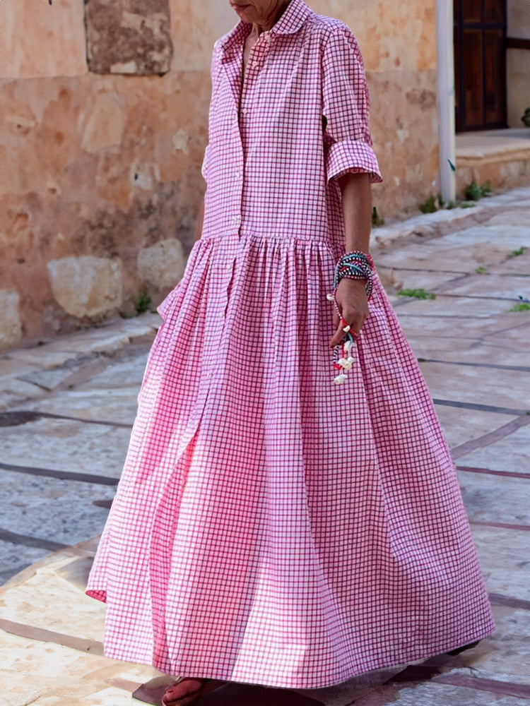 Slevy™ - Vrouwen Maxi jurk met patchwork met Lange Mouwen