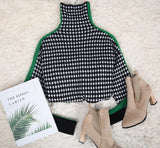 Even™ - Groen gestreepte trui met zwart-wit ruitpatroon