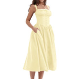Linier™ - Mouwloze midi-jurk met zak voor dames