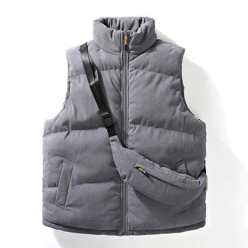 Berno™ - Heren Corduroy Puffer Vest met Tas